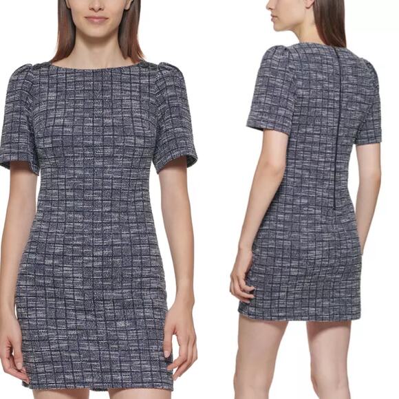 Calvin Klein Dresses & Skirts - Calvin Klein Blue & Gray Tweed Shift Dress